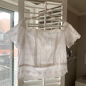 Eyelet Cold Shoulder/ Tie Shoulder Top